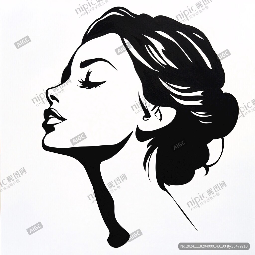 手绘女性侧脸