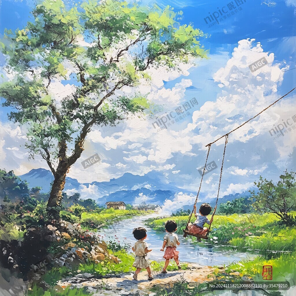 小时候场景插画