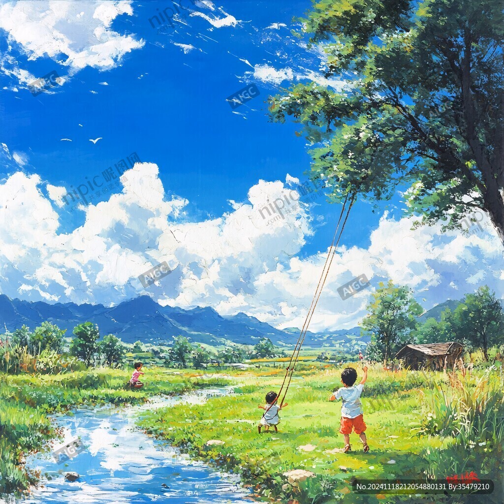 小时候场景插画