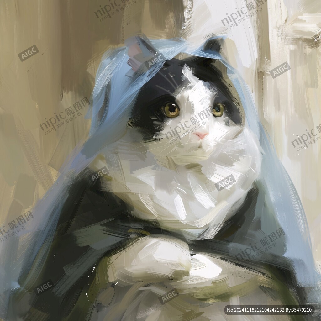 油画大花猫