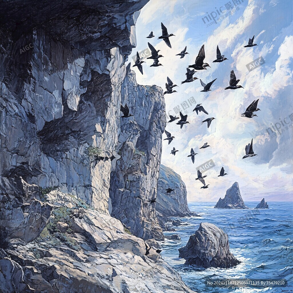 远山飞鸟装饰画