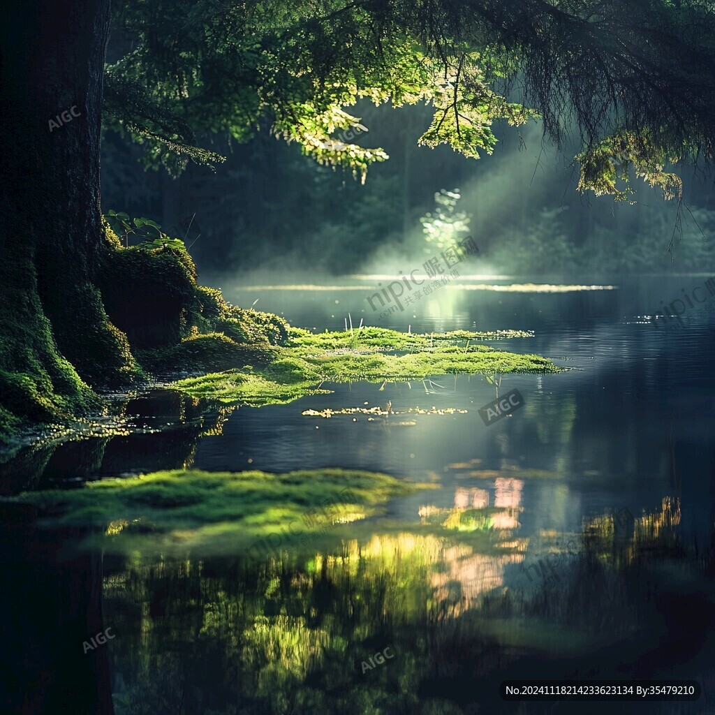 湖畔湖泊梦幻森林
