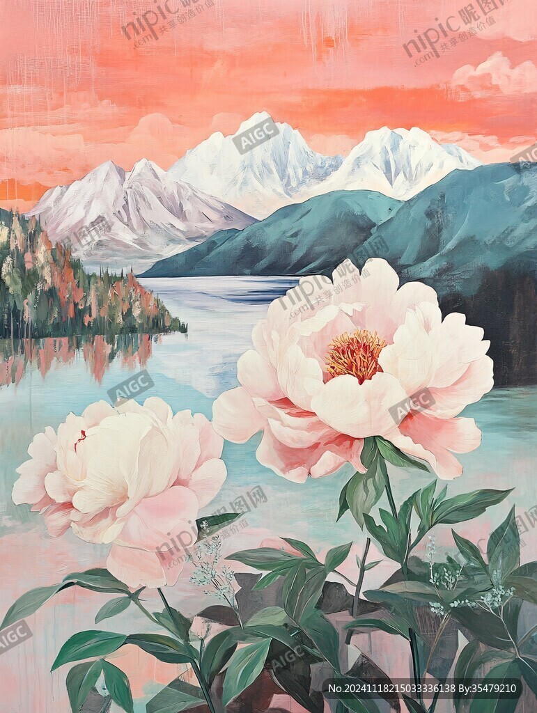 山水装饰花