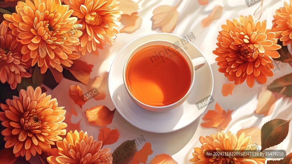 菊花茶插画