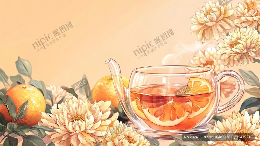 菊花茶插画