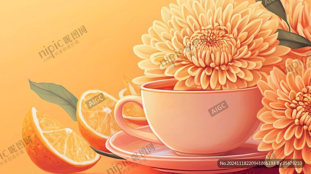 菊花茶插画