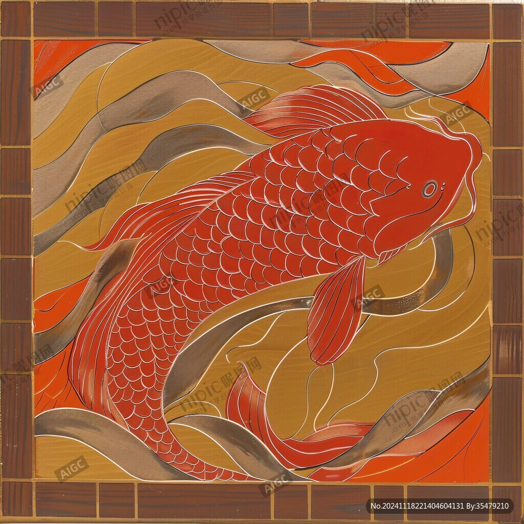 3d浮雕金鱼鲤鱼