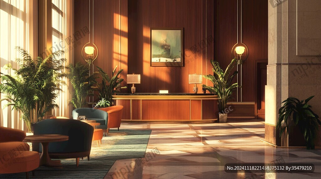 银行酒店宾馆大厅角落