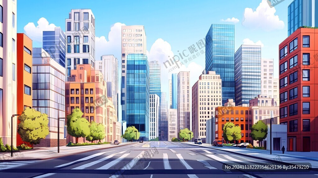 城市街景插画
