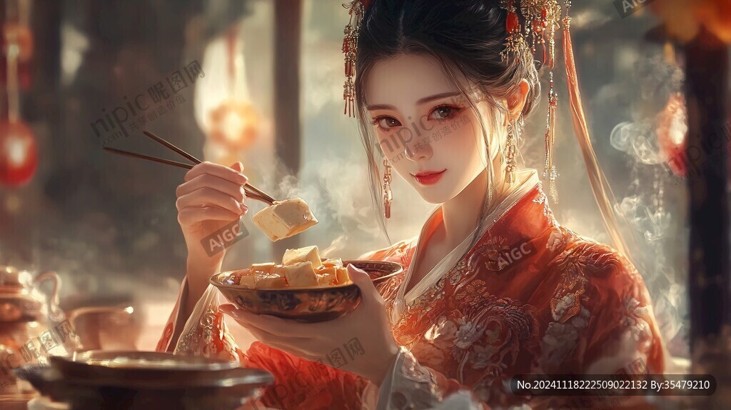 古风美女过年