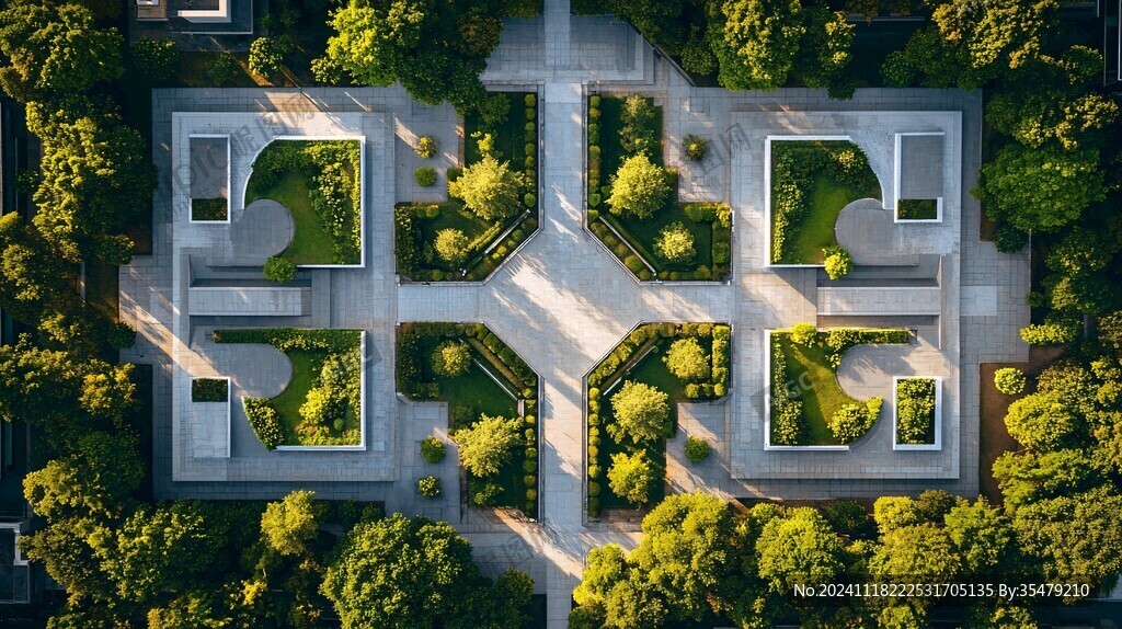 航拍街心花园