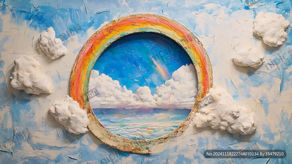 阳光彩虹油画