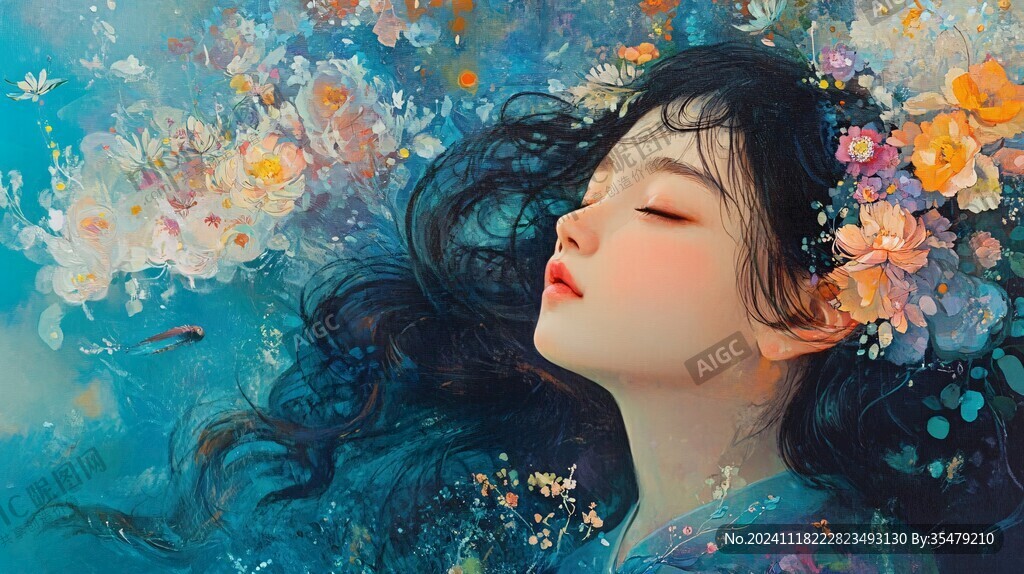 梦幻唯美蓝色系少女