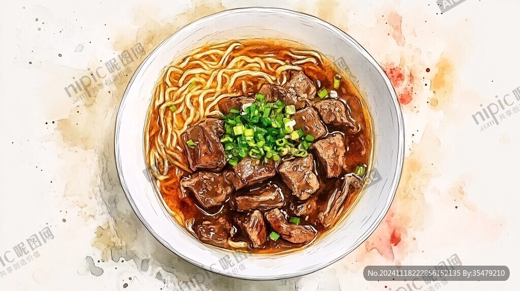 红烧牛肉面插画