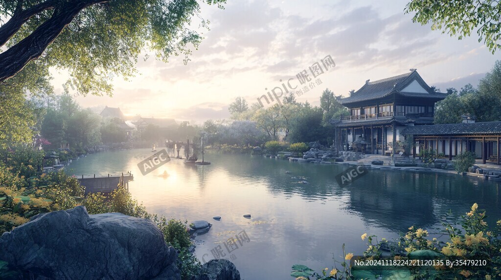 中式园林全景