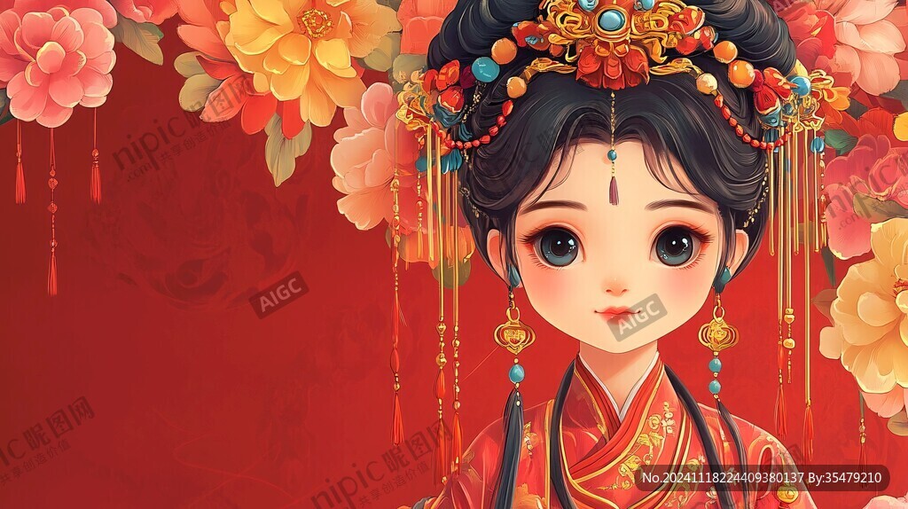 中式新娘插画