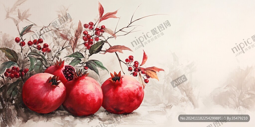 手绘石榴壁纸