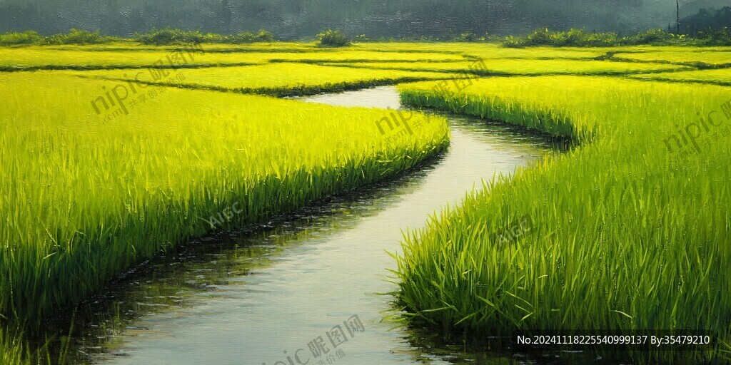 雨中的水田