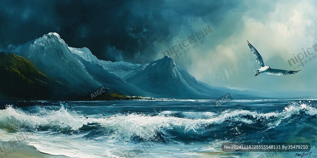 油画海洋