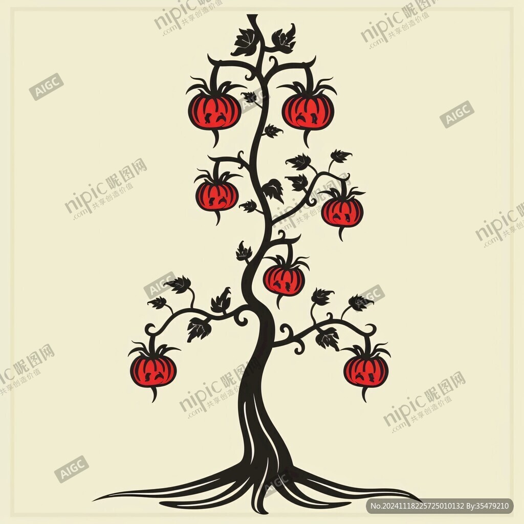手绘苹果树
