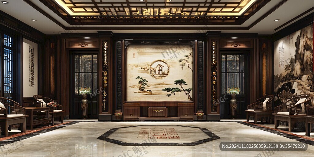 迎客松酒店客厅背景