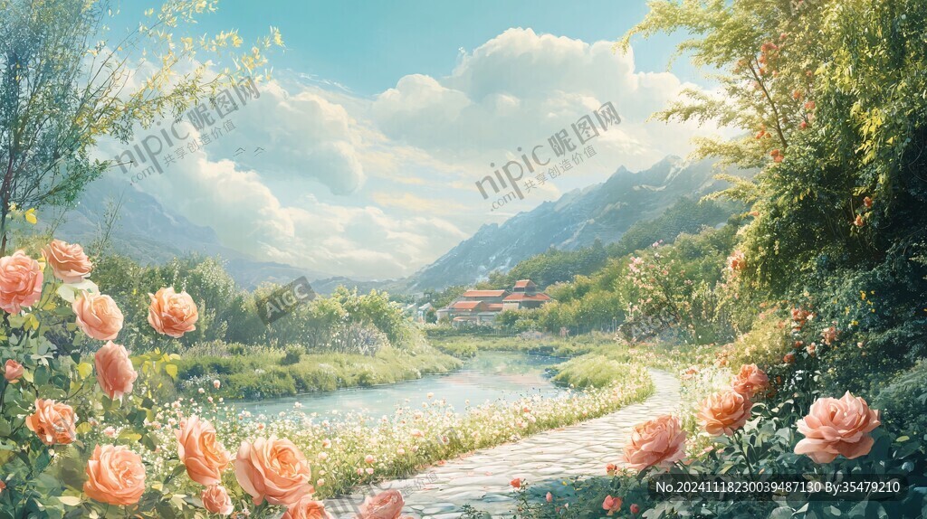 唯美梦幻花田场景