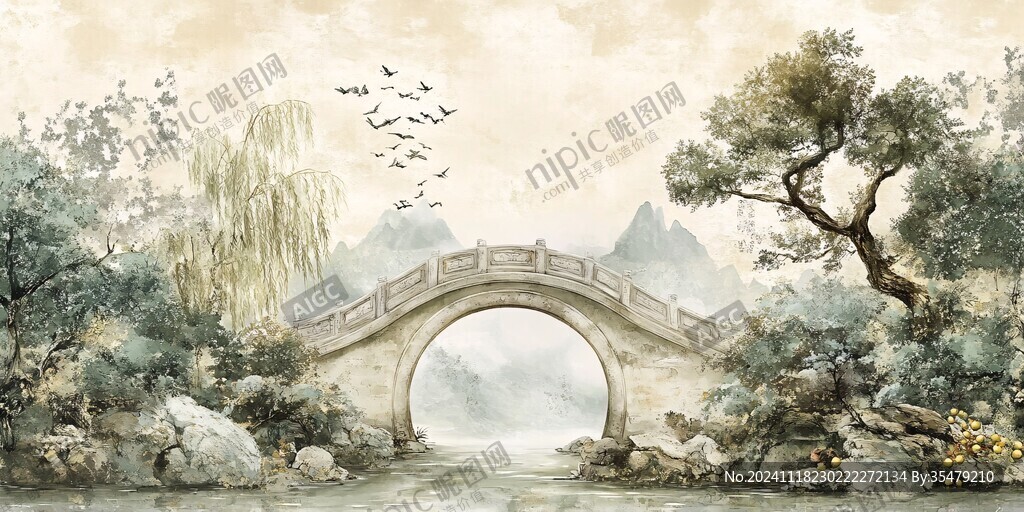 古桥插画