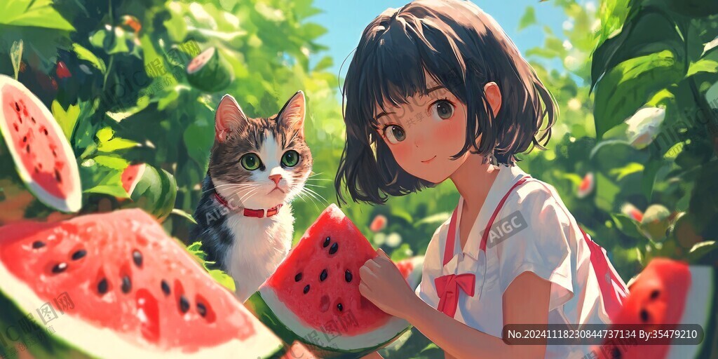 吃西瓜超甜深红色