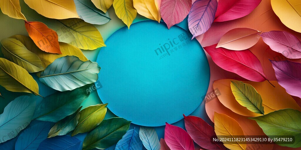 五彩树叶背景实拍