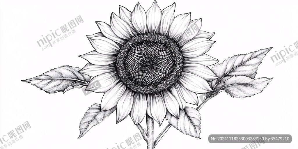 线描向日葵