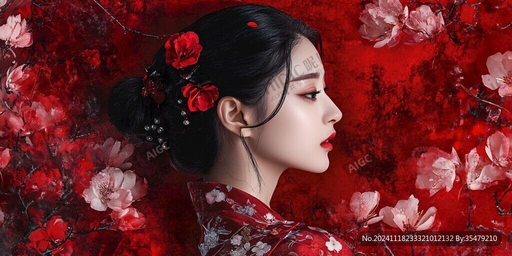 木棉花美女插画