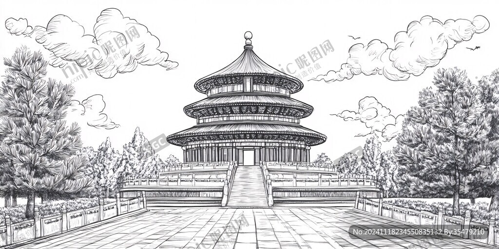 天坛线稿