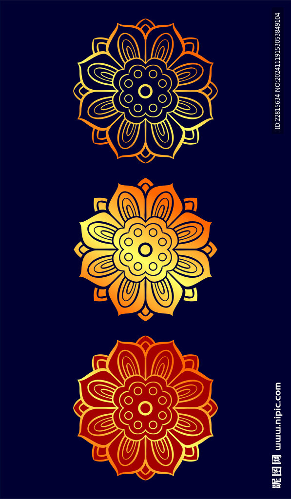 矢量烫金色宝莲花纹