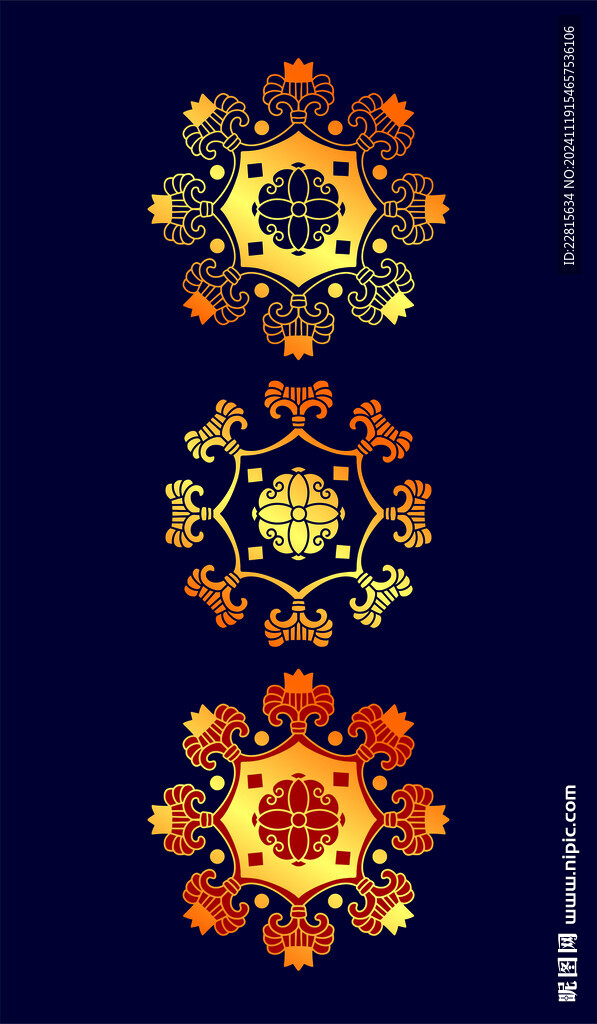 矢量烫金色宝莲花纹
