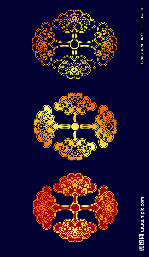 矢量烫金色如意纹