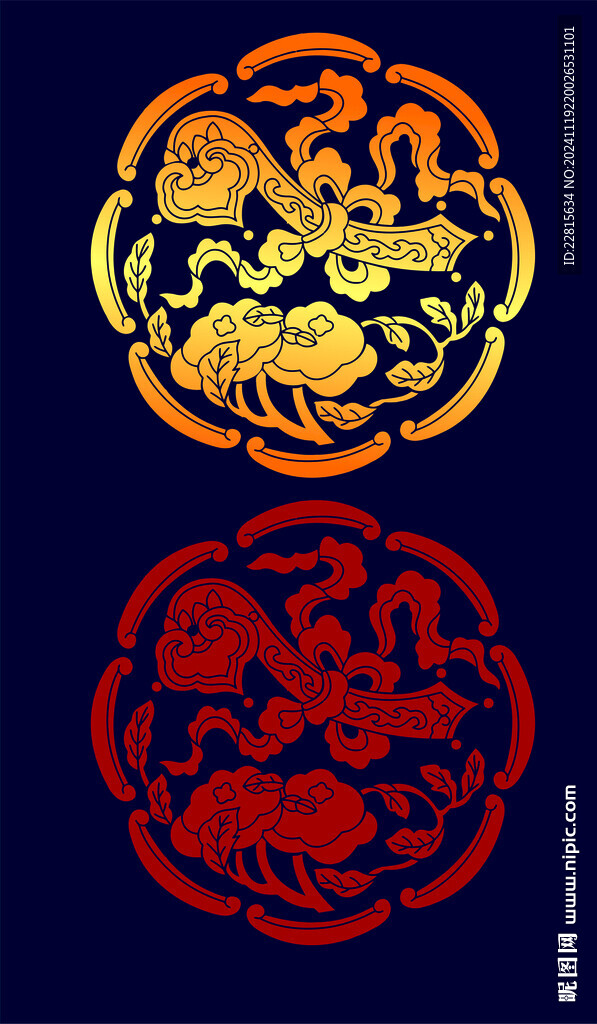 矢量烫金色如意纹