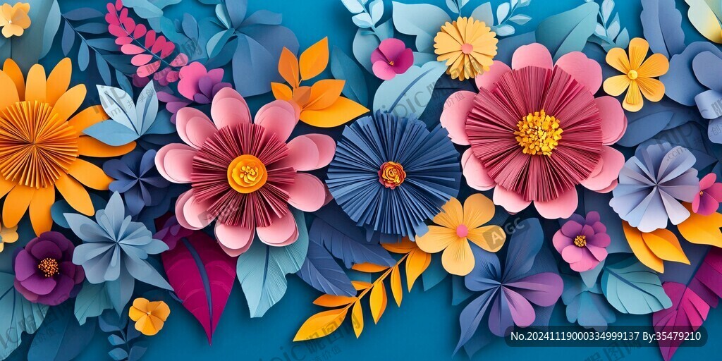 3d浮雕缤纷花卉