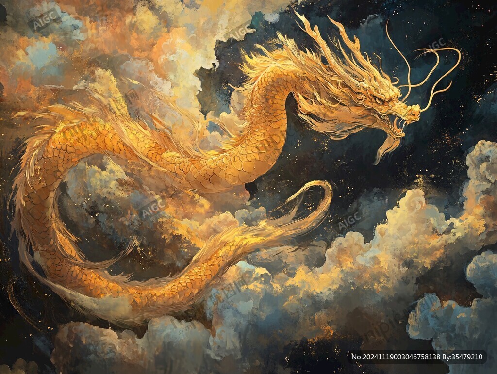 龙年烫金插画
