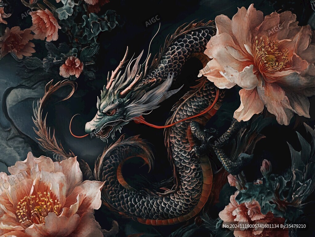 龙年烫金插画