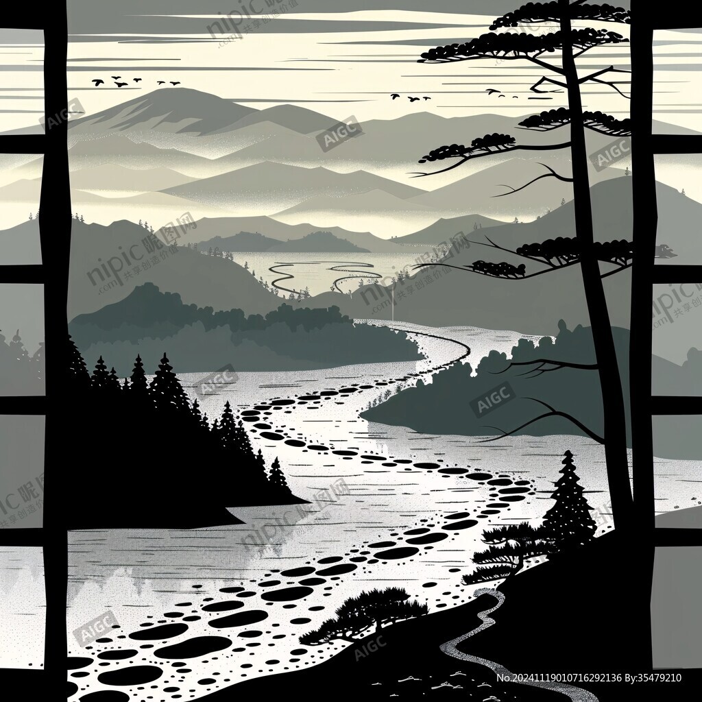 插画山水风景