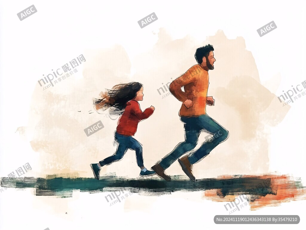 绘本运动跑步插画