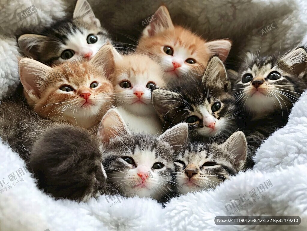躺在窝里的小猫们