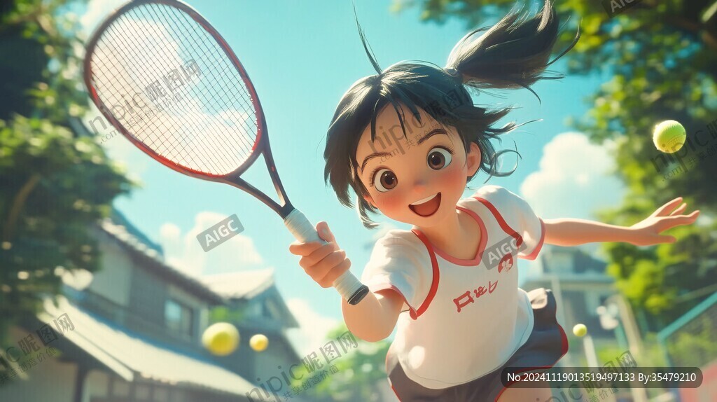 打网球少女形象