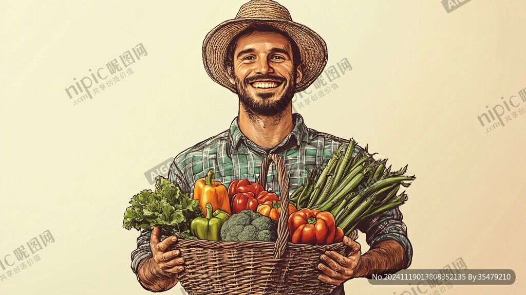 拿蔬菜的农民
