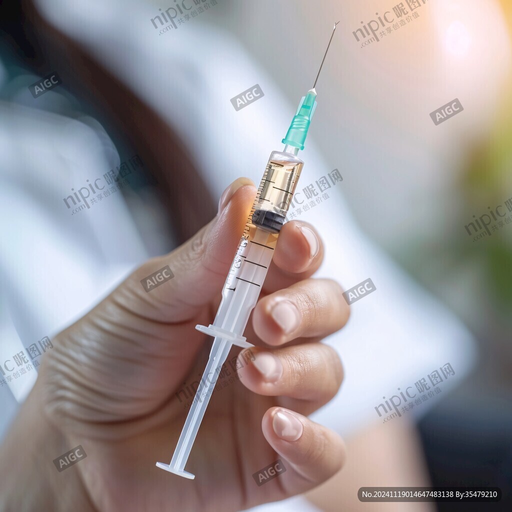 手拿注射器