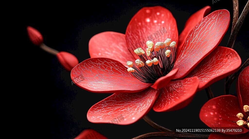 3d红色花