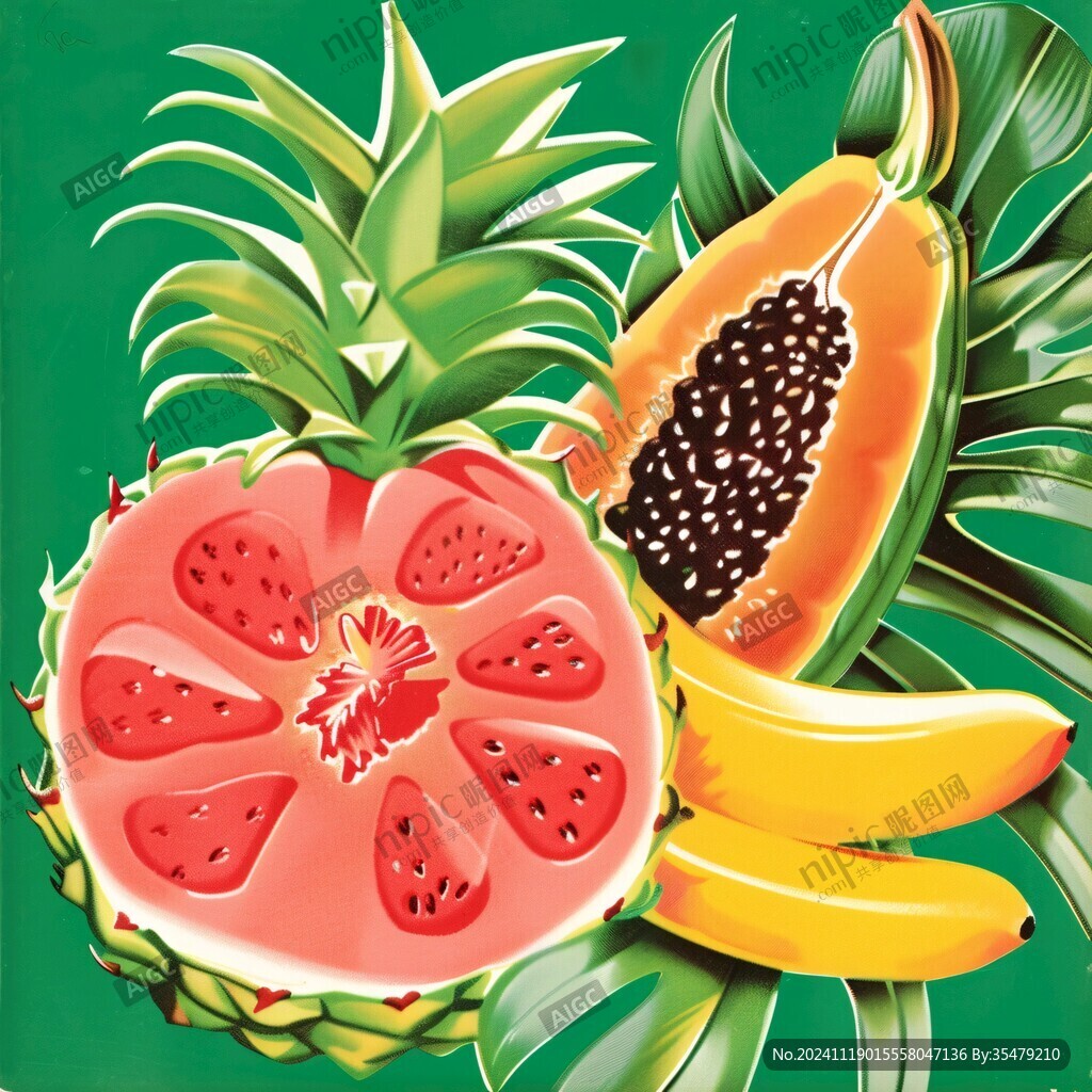 夏季水果美食插画