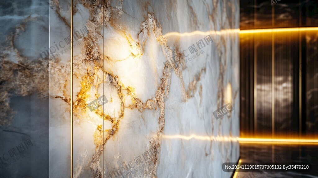 极简金箔石根线条对拼