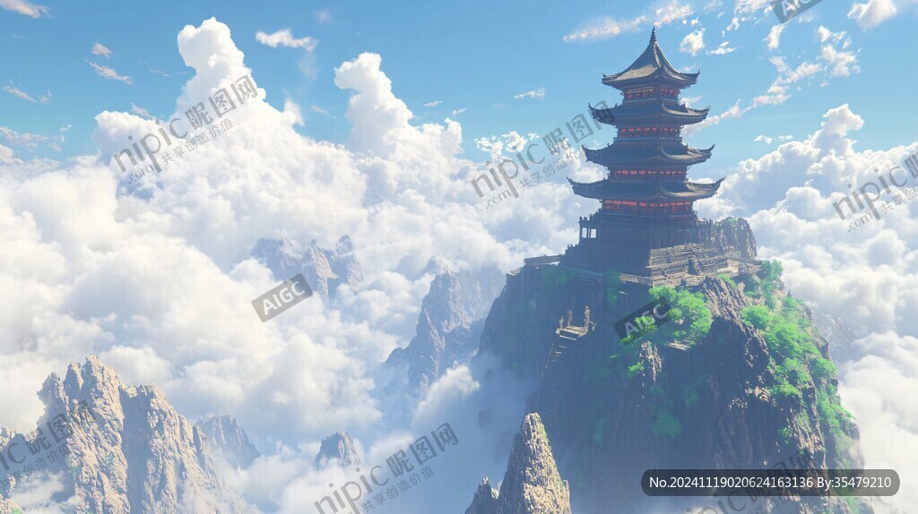3d云海悬浮小岛