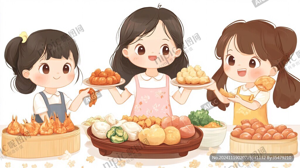 食品女孩插画